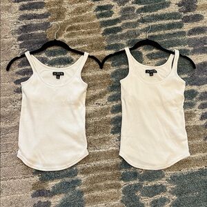 J. Crew Women's Classic White Tank Top w/shelf bra, Bundle of 2.
